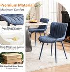 YOUNUOKE Mid-Century Modern Dining Chairs Set of 2, Navy Blue PU Leather Upholstered Kitchen Chairs with Navy Blue Metal Legs, Armless Accent Chair for Dining Room, Guest Reception Room