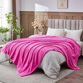 NEWCOSPLAY Super Soft Queen Blanket Hot Pink Premium Silky Flannel Fleece Leaves Pattern Lightweight Bed Blanket All Season Use (Hot Pink, Queen(90"x90"))