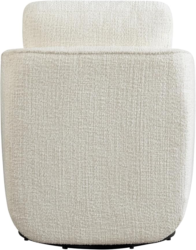 Studio Living® Lydia 35.3" Swivel Accent Chair, Modern Boho, Fully Assembled, Pocket Coil Comfort, Round Swivel Base Leg, Soft Chenille Fabric, Cream