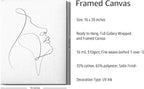 Minimalist Woman Profile Wrapped Canvas Wall Art Upward Gaze Continuous Line Drawing 16x20 Inch Gallery Stretched Modern Asian Home Art Decor