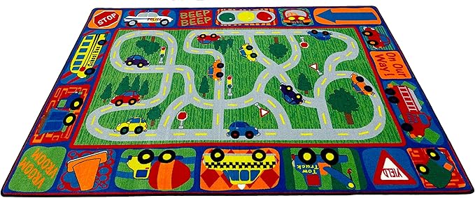 KIDCARPET.COM Driving Road Play Mat Rug | Interactive Activity Carpet for Preschool Playroom Toy Car Track, 6' x 8'6"