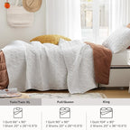 Comfort Spaces Twin Quilt Set Modern Reversible Diamond Coverlet Twin Bedding Set Cozy Quilted Winter Layer, All Season Lightweight Soft Twin Size Quilt, Kienna, Twin/Twin XL White Diamond 2 Piece