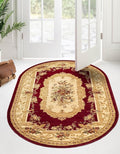 Rugs.com Chateau Collection Rug – 5' 3 x 8' Oval Red Medium Rug Perfect for Living Rooms, Large Dining Rooms, Open Floorplans
