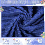 Buryeah 12 Pcs Wedding Flannel Fleece Throw Blanket Bulk with Thank You Card and Ribbon, 50 x 60 in Oeko-TEX Standard 100 Certified Blankets Outdoor Wedding, Guest Party Souvenirs (Navy)