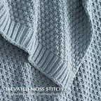 EVERGRACEHOME Chunky Chenille Knit Throw Blanket for Couch, Soft Luxurious Moss Stitch Blankets for Bed, Cozy Decorative Farmhouse Knitted Throws for Sofa, Chambray Blue, 50" x 60"