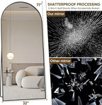 Suidia Arched Full Length Mirror, 71"x32" Floor Mirror Freestanding, Floor Standing Full Body Mirror with Stand for Bedroom, Hanging Leaning Mounted for Living Room Cloakroom, Black