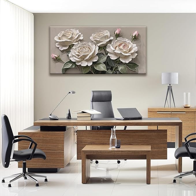LJ CHIXUFA ART Floral Wall Art, Modern Canvas Wall Decor, 24x48 Inch, Perfect for Living Room, Bedroom, Office