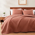 WRENSONGE King Size Quilt-3 Pieces Weave Autumn Leaf Bedspreads King Quilt Bedding Set for All Seasons, Soft Summer Coverlet with 2 Pillow Shams Suitable for Bed, Couch, Quilted Blanket