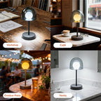Rechargeable Small Counter Lamp, LED Modern Table Lamp with 3CCT & Stepless Dimming, Bedside Light for Study Living Room and Office, Mushroom Style (Smoky Grey)