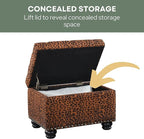 Convenience Concepts Designs4Comfort 5th Avenue Upholstered Storage Ottoman 24" - Contemporary Foot Stool and Seat with Hinged Lid for Living Room, Dining Room, Office, Forest Leopard Print Fabric