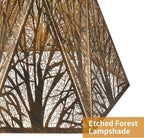 Etched Metal Lampshade, Hexagonal Lamp Shade with Antique Bronze Exterior&Gold-plated Interior, 7" Top x 13.8" Bottom x 9.5" Height, Spider Fitter