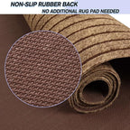 Custom Size Backed Non-Slip Area Rugs Runner, Easy Clean, Waterproof Runner Rugs for Hallway Entryway, Kitchen, Laundry, 2FT x 6FT, Brown Stripe