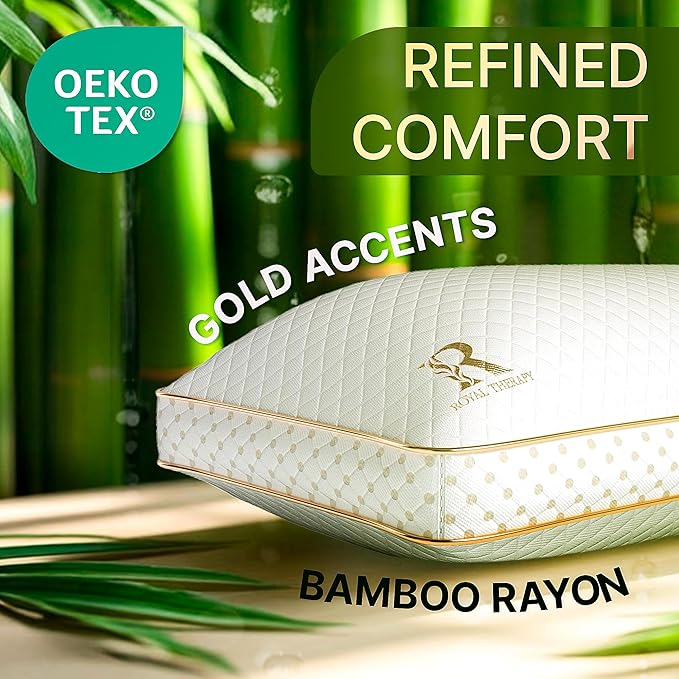 Royal Therapy 4-Pack King Memory Foam Pillow, Adjustable Shredded Odor-Free Pillow for Neck & Shoulder Pain Relief, Support for Back, Stomach, Side Sleepers, AirFlowPRO