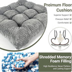 Meditation Floor Pillow Set of 2,Memory Foam Meditation Floor Cushions for Adults Sitting, Large Square Thickened Seat Cushion for Yoga, Tatami Living Room (2, Dark Grey)