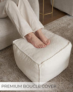 ZICOTO Beautiful Boucle Pouf Ottoman and Foot Rest - Elevate Your Living Room Decor with Lightweight Comfort and Charm - A Round Modern Foam Filled Foot Stool Perfect to Rest Your Feet