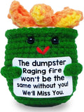 Mini Positive Crochet Dumpster Emotional Fire Funny Office Decor Thank You Gifts for Women Men Coworker Work Bestie Birthday Christmas Retirement Leaving Farewell Gift for Chaos Coordinator Boss