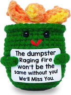 Mini Positive Crochet Dumpster Emotional Fire Funny Office Decor Thank You Gifts for Women Men Coworker Work Bestie Birthday Christmas Retirement Leaving Farewell Gift for Chaos Coordinator Boss
