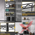 1250 lbs 5 Tier Shelf Metal Storage Shelves Shelving Wire Rack Heavy Duty Closet Organizers for Garage Kitchen Bathroom Laundry Black 13.8" D x 35.4" W x 68.5" H
