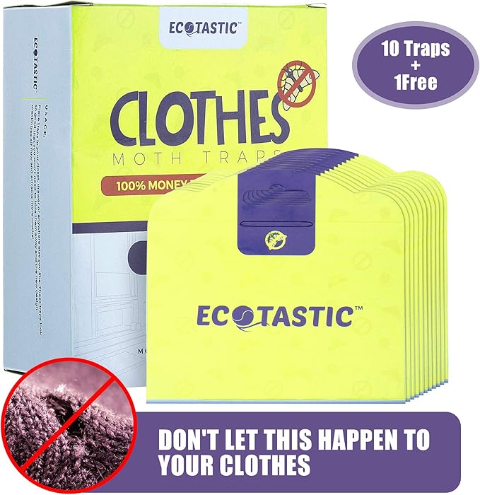 Clothing Moth Traps - 11 Count - Foldable Moth - Eco-Friendly Hassle Control - Pheromone Technology - Closet Mothballs - Wood/Carpet/Clothes