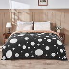 CozeCube Super Soft Fullfy Microfiber Reversible Knitted Blankets, Warm Cozy Fuzzy Plush Throw, Black and White Polka Dot Throw Blanket for Couch Bed Sofa, 50" x 60"