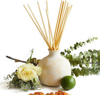 Blueme Focus Diffuser | Eucalyptus & Lime | 16.91 Fl Oz - Refillable Wellness Diffuser, Contains Essential Oil, Sustainable, Hand Finished, Premium, Luxury Ceramic, Natural Rattan Reeds | Large