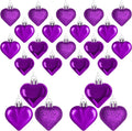 24PCS Heart Shaped Ornaments, Purple, 2 Sizes Valentines Hanging Ornaments, Glossy Baubles for Wedding Anniversary Tree Party Decorations