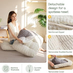 Washable Floor Pillow Cushion for Adults, Meditation Cushion Pillow, Removable Tufted Blended Corduroy Cover, Large Square Floor Sitting for Tatami Living Room or Yoga, 22x22 Inch, Machine Washable