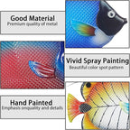 John's Studio Metal Fish Sea Wall Decor Outdoor Garden Hanging Art Sculptures Home Ocean Theme Decorations for Kitchen Bathroom and Pool - 3 PCS