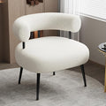 Mid Century Sherpa Boucle Accent Chair, Round Upholstered Barrel Arm Chair for Small Spaces, Fluffy Side Corner Sofa Chair for Living Room, Bedroom, Vanity, Office, Reading Nook