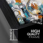 Abstract Wall Art For Living Room Large Size - Modern Wall Art For Bedroom - Black Framed Wall Art for Office Size 29" x 59"