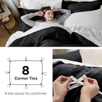 Bedsure Black Duvet Cover Full Size - 3 Pieces Prewashed Extra Soft Cotton-Like Polyester Bedding Set, Includes 1 Duvet Cover 80x90 Inches with Zipper Closure & 2 Pillow Shams, Comforter Not Included
