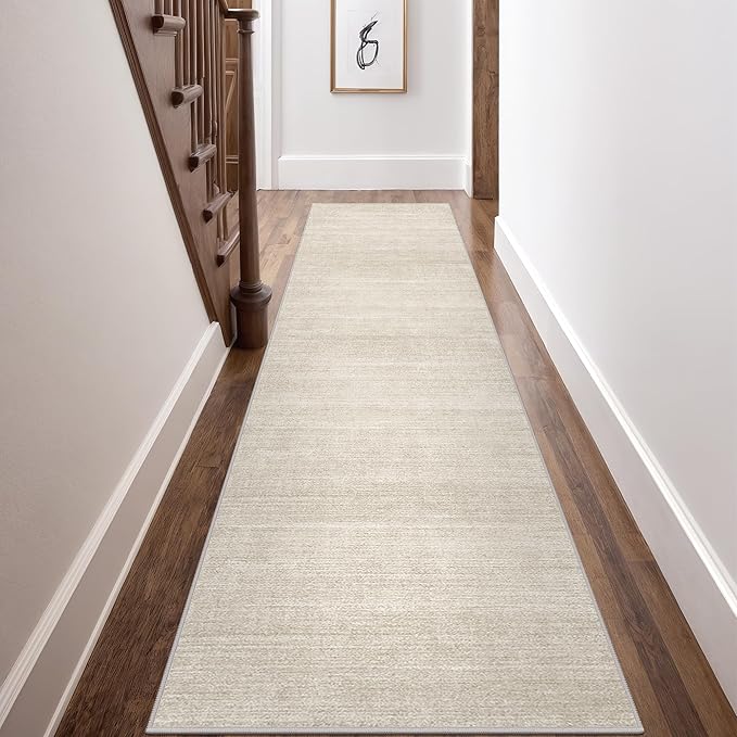 Art&Tuft Non-Slip Runner Rug - 2x12 Runner Rug Washable Low-Pile Rugs Runners, Soft Distressed Carpet Runner for Bedroom Bathroom Kitchen Laundry Living Room, Beige