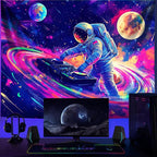 NYZE Astronaut Space Tapestry for Bedroom, Glow in the Dark Room Decor Wall Tapestries, Cool Galaxy Planet Wall Hanging, Wall Hanging for Men Guys Gamer Room Dorm Living Room 90x70 in