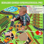 Kids Rug Play Rug for Toy Cars, 39.4"×59" Farm Life Road Traffic for Playroom Kid Car Road Mat Village Map Play Mat Non-Slip Washable Carpet for Toddler Boy Family Tummy Time Playtime