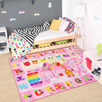 Chicrug Educational Kid Area Rug for Playroom, 9x12 Feet TPR Non Slip Kids Classroom Carpet Rug for Learning ABC Animal Shape Color Fruit, Washable Play Mat Rug for Children Nursery Toddler Room Decor