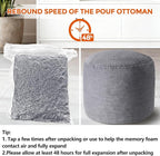 Pouf Ottoman Foot Rest, Comfortable & Soft, Round Footstool for Living Room, Bedroom, Office, Room Decoration, Corduroy Foot Stool Pouf with Odorless & Anti-Clump Filling, Small Dark Grey