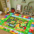 Extra Large Kids Rug ABC Farm Play Mat for Toy Cars, 110"×78.7" Farm Life Road Traffic for Playroom Kids Vehicles Road Rugs Village Map Play Mat Non-Slip Washable for Toddlers Boys Room Playtime