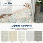 Lessymo Floral Washable Rugs 8x10, Faux Wool Soft Area Rugs for Living Room Bedroom, Boho Non-Slip Forest Stain Resistance Large Carpet for Dining Room Home Office, Beige Brown