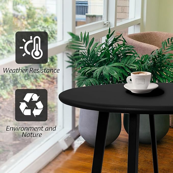 Outdoor Side Table, Weather Resistant Patio Small Side Table Outdoor Indoor Round Metal Steel Small Table, Waterproof End Table for Garden Balcony Yard, Black