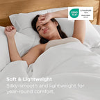 Bedsure 100% Rayon Derived from Bamboo Duvet Cover Queen Size - Lightweight Silky Cooling Comforter Cover Set for Hot Sleepers, Breathable & Moisture-Wicking Bedding Set, White