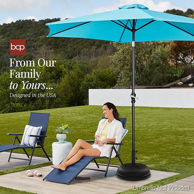 Best Choice Products Fillable Umbrella Base Stand Round Dome Plastic Patio Umbrella Base Stand, Pole Holder for Outdoor, Lawn w/ 55lbs Weight Capacity, Adjustment Knob - Black