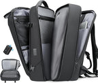Vacuum Seal Travel Backpack, Expandable Vacpack Backpack with Vaccum Compression System, Water Ressistant 17.3 Inch Laptop Backpack with USB Charging Port-Vacuum Pump Included