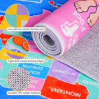 Kids Rugs for Playroom - Soft & Non-Slip 4x4 Feet Round Educational Rug for Learning ABC Alphabet, Numbers, Shapes & Map, Washable Classroom Rug for Toddler Nursery & Kids Room Decor
