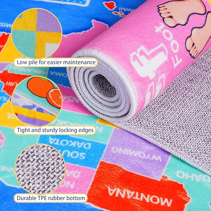 Kids Rugs for Playroom - Soft & Non-Slip 5x7 Feet Educational Rug for Learning ABC Alphabet, Numbers, Shapes & Map, Washable Classroom Rug for Toddler Nursery & Kids Room Decor