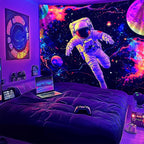 NYZE Astronaut Space Tapestry for Bedroom, Glow in the Dark Room Decor Wall Tapestries, Cool Galaxy Planet Wall Hanging, Wall Hanging for Men Guys Gamer Room Dorm Living Room 59X51in