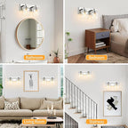 2 Light Modern Bathroom Light Fixtures Over Mirror, Chrome Vanity Lights for Bathroom Wall Sconces with Clear Glass Shades, E26 Socket (Bulbs Not Included)