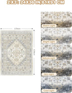 Entryway Rug - 2x3 Washable Rug Runner for Bathroom, Laundry Room, Kitchen, Soft Vintage Hallway Runner for Bedroom, Non-Slip Door Mat Indoor Entrance(Beige,2'x3')