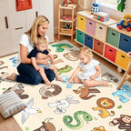 Kids Rugs for Playroom - 5x7 Feet Alphabet Rug for Classroom Educational Learning Animals, Preschool Rug Toddler Children Bedroom Nursery Kindergarten Decor, Beige