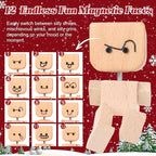 Shaking Wooden Man Figurine,12PCS Magnetic Changeable Faces, Handmade Shaking Feet Wooden Doll for Car Dashboard Decorations,Funny & Creative Christmas Desktop Office Desk Decor (B)
