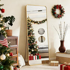 BEAUTYPEAK Gold Full Length Mirror, 56"x21" Rounded Corner Floor Mirror Standing Hanging or Leaning Against Wall, Suitable for Bedroom or Dressing Room